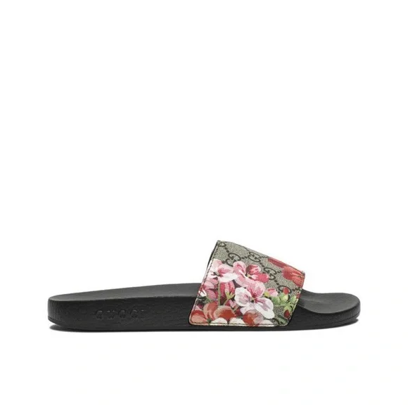 Gucci Black and Pink Floral Sandals - Picture 4 of 7